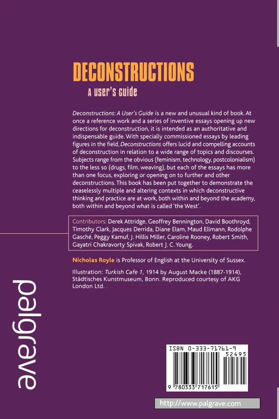 Rückseite: 9780333717615 | Deconstructions | A User's Guide | Nicholas Royle | Taschenbuch | 2000