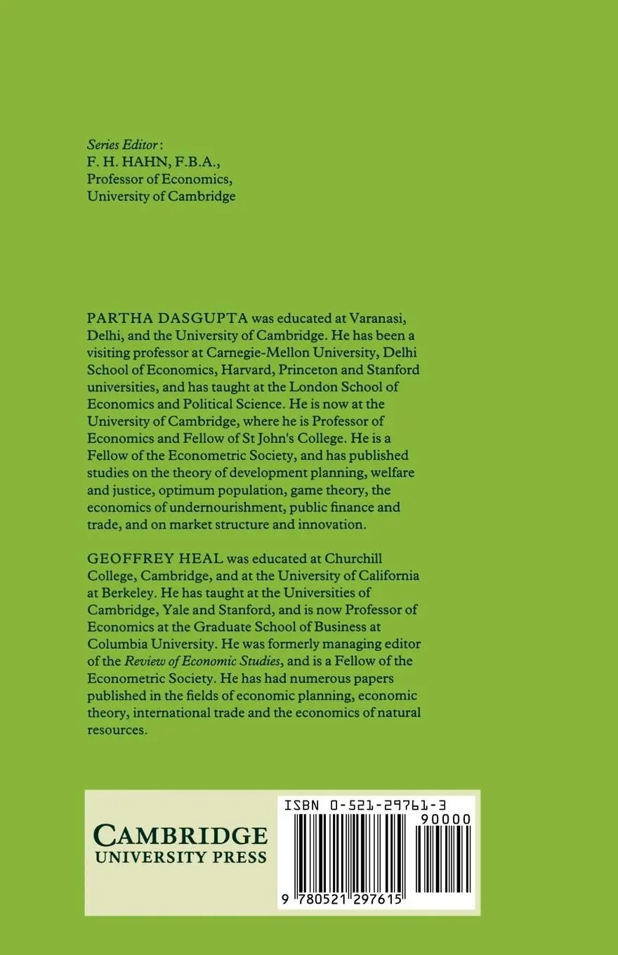 Rückseite: 9780521297615 | Economic Theory and Exhaustible Resources | P. S. Dasgupta (u. a.)