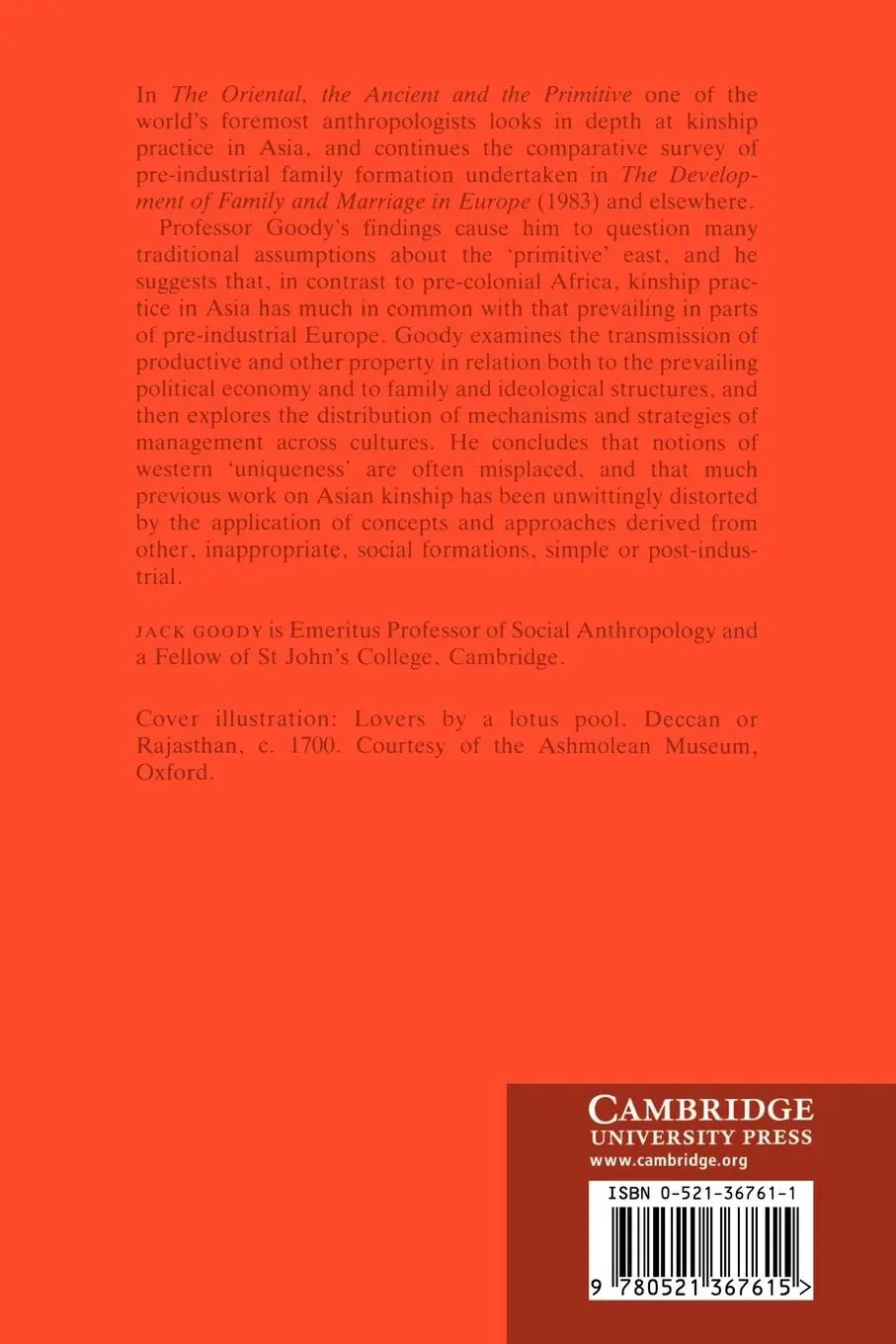 Rückseite: 9780521367615 | The Oriental, the Ancient and the Primitive | Jack Goody | Taschenbuch