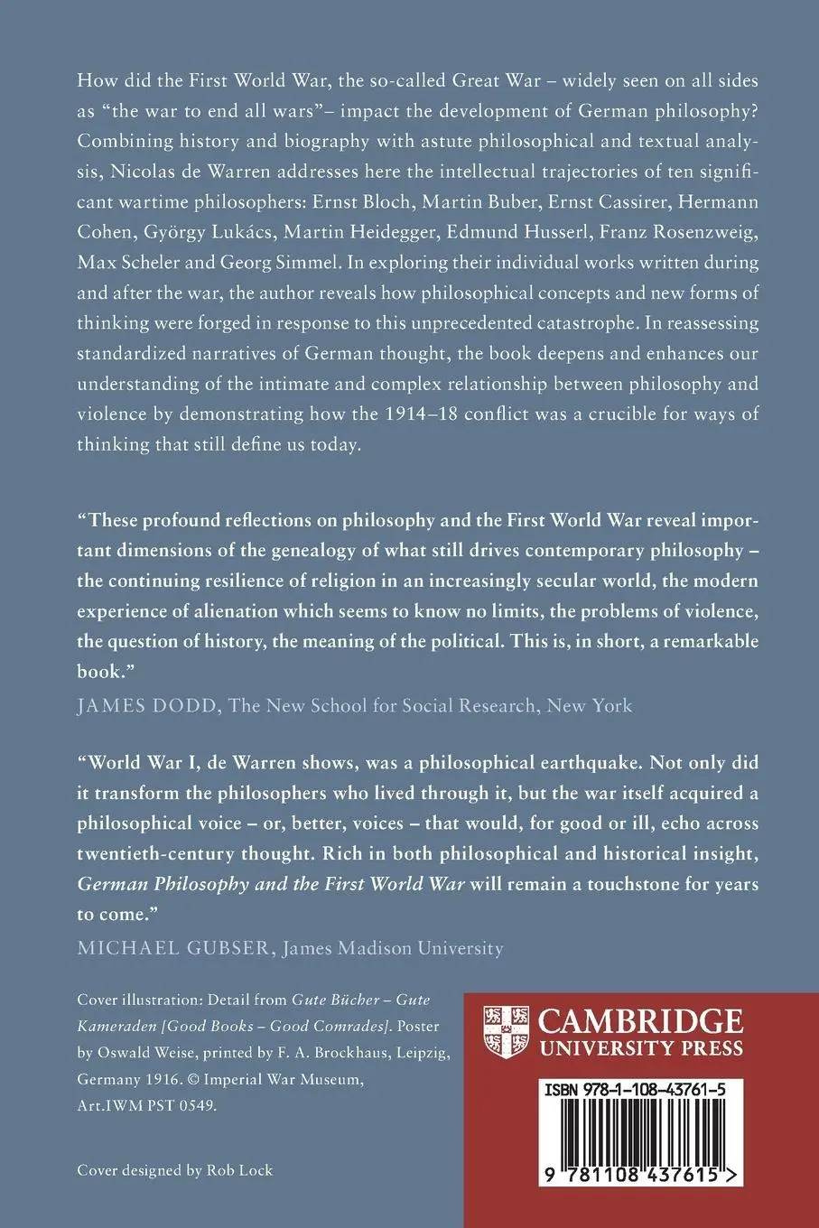 Rückseite: 9781108437615 | German Philosophy and the First World War | Nicolas De Warren | Buch