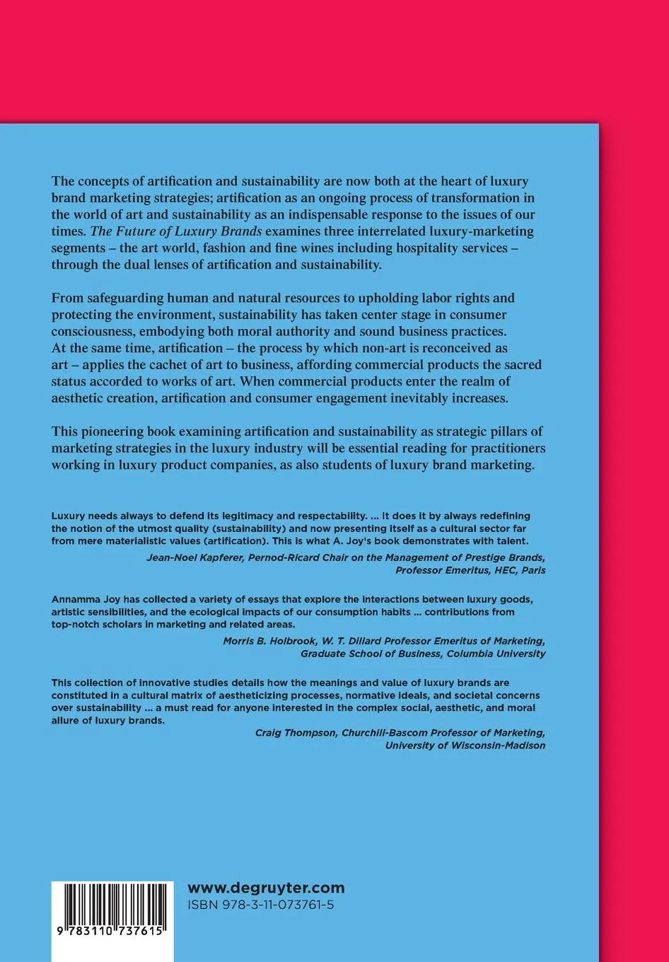 Rückseite: 9783110737615 | The Future of Luxury Brands | Artification and Sustainability | Joy