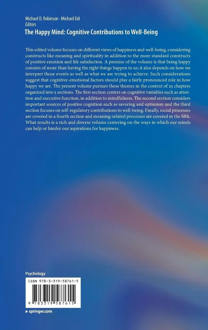 Rückseite: 9783319587615 | The Happy Mind: Cognitive Contributions to Well-Being | Eid (u. a.)