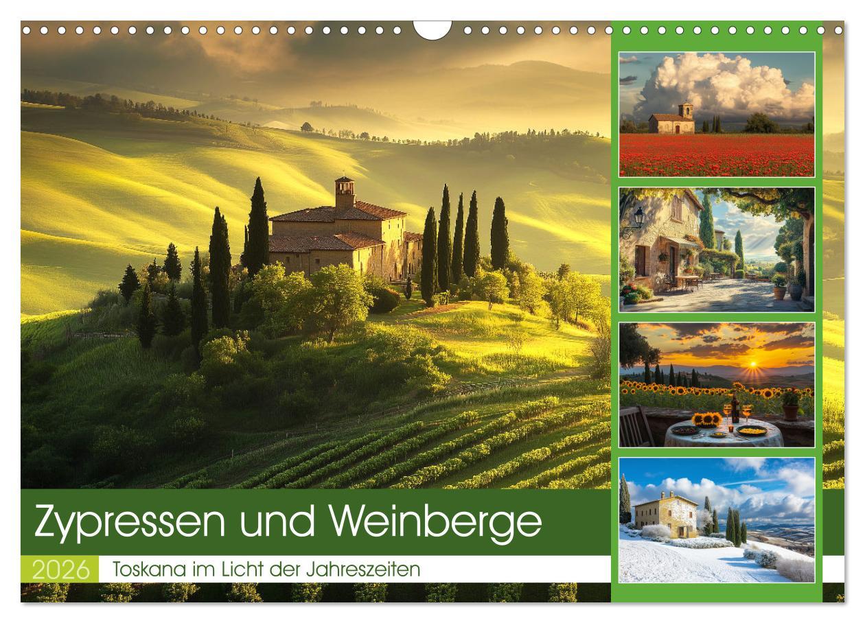 Cover: 9783457267615 | Zypressen und Weinberge (Wandkalender 2026 DIN A3 quer), CALVENDO...