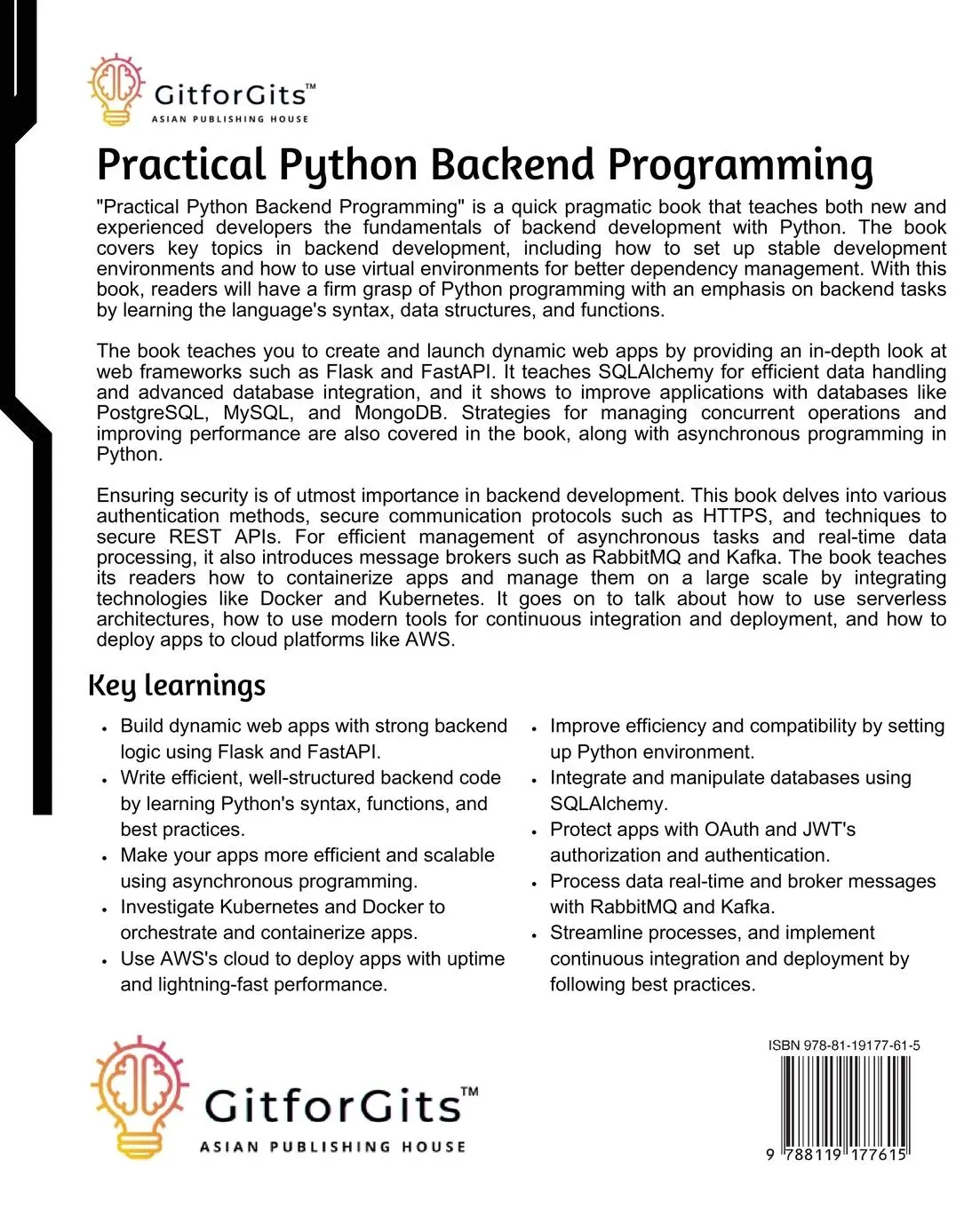 Rückseite: 9788119177615 | Practical Python Backend Programming | Tim Peters | Taschenbuch | 2024