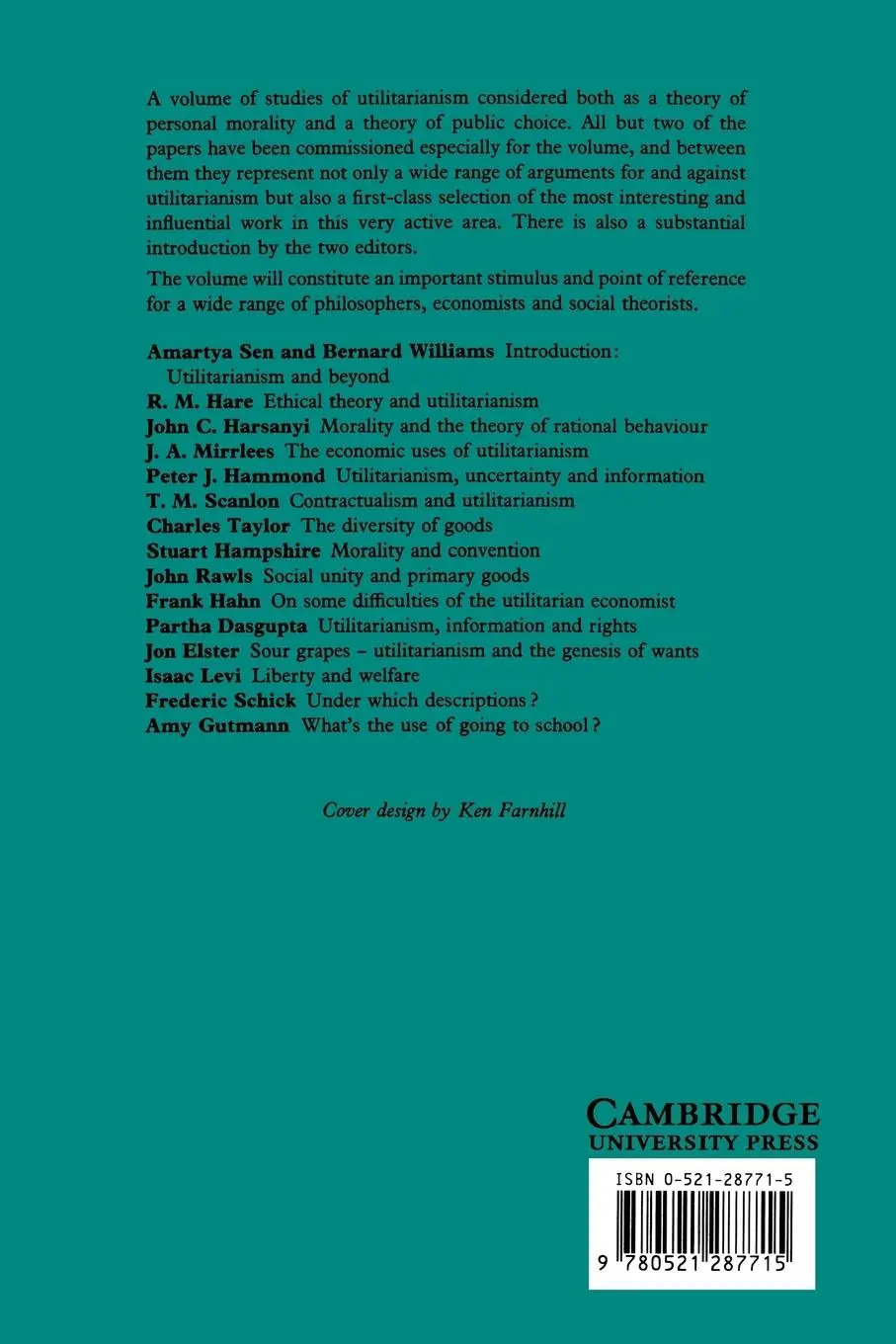 Rückseite: 9780521287715 | Utilitarianism and Beyond | Bernard Williams (u. a.) | Taschenbuch