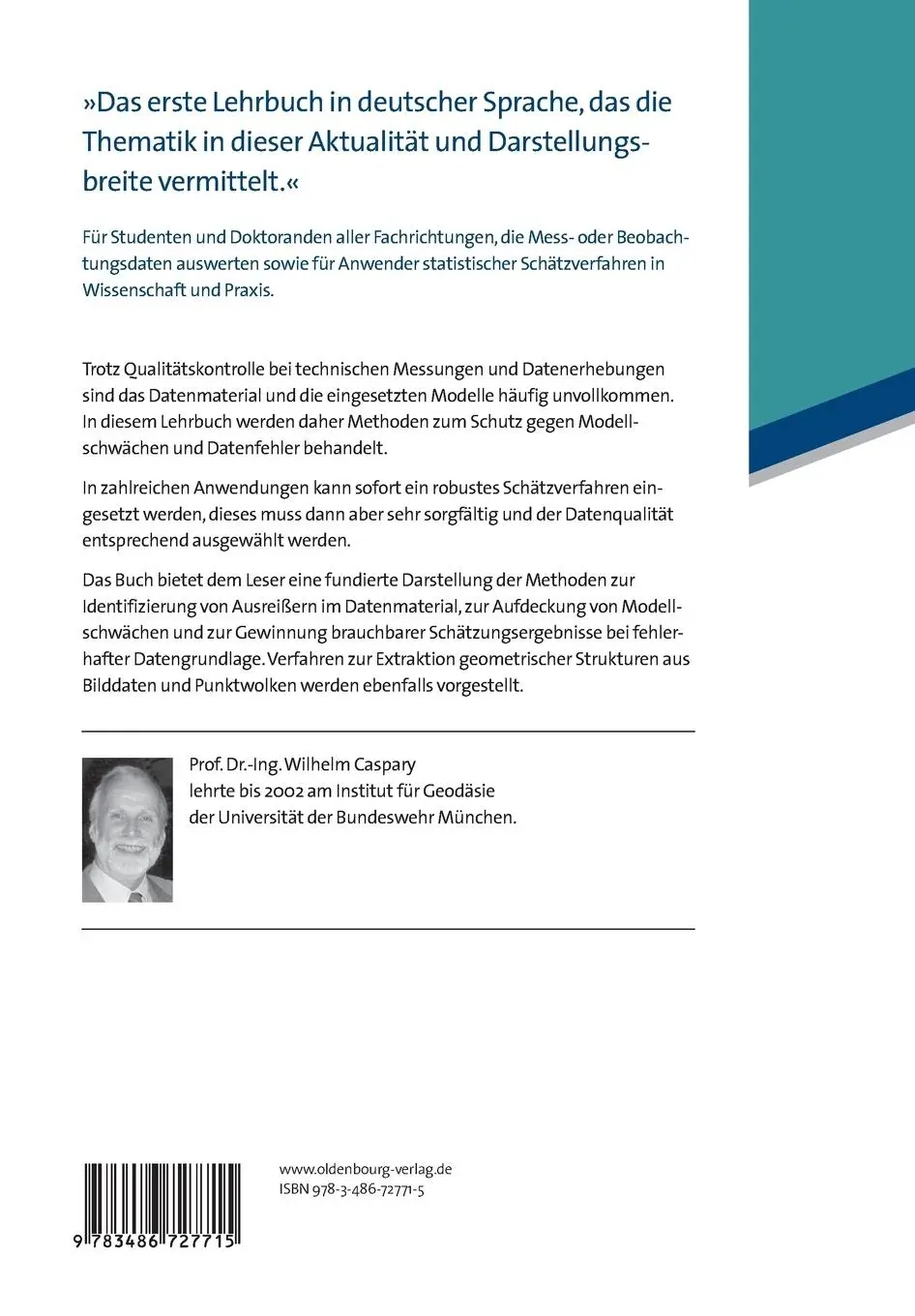 Rückseite: 9783486727715 | Fehlertolerante Auswertung von Messdaten | Wilhelm Caspary | Buch | X