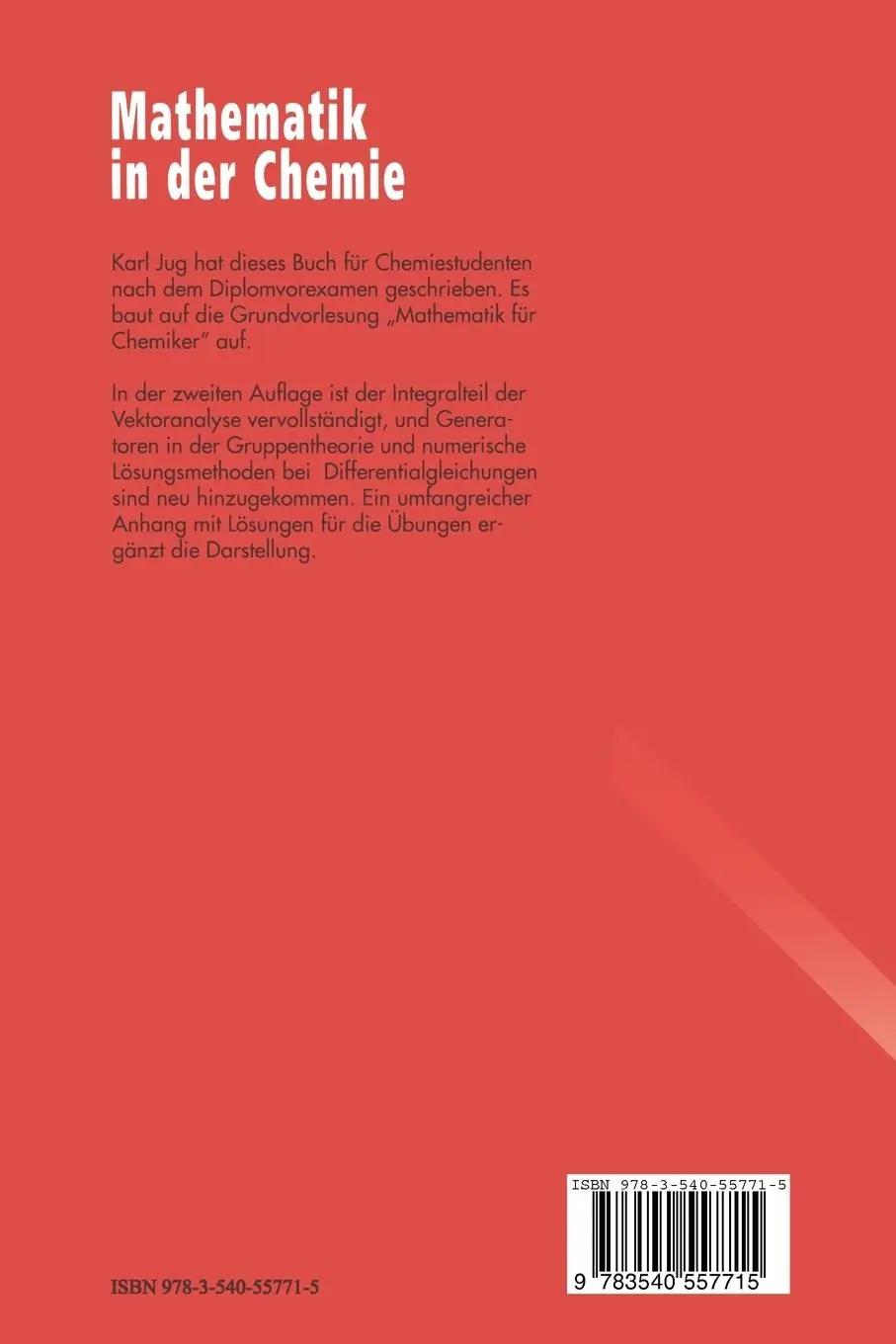 Rückseite: 9783540557715 | Mathematik in der Chemie | Karl Jug | Taschenbuch | xi | Deutsch
