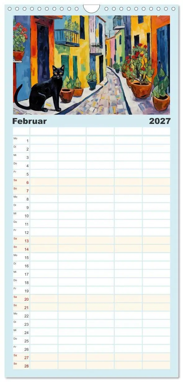 Bild: 9783594317815 | Familienplaner 2027 - Kunstvolle Katzen mit 5 Spalten...