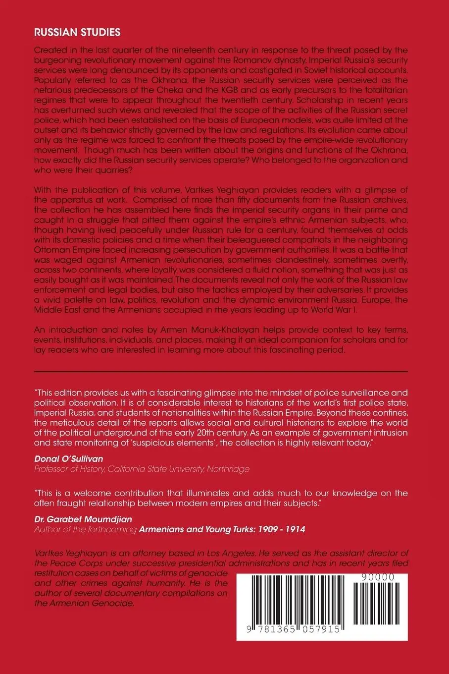 Rückseite: 9781365057915 | The Armenians and the Okhrana, 1907-1915 | Vartkes Yeghiayan | Buch