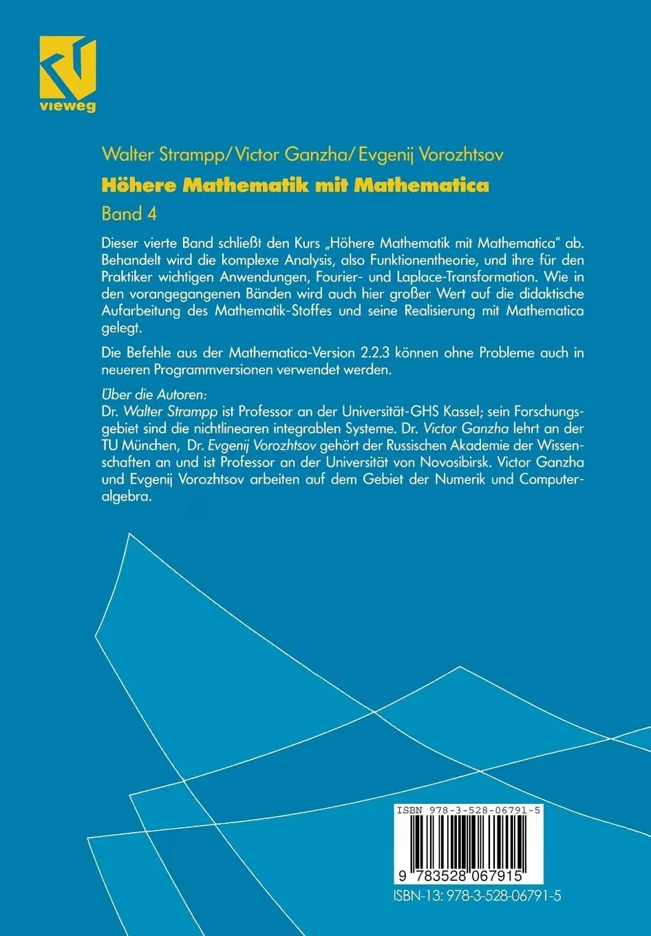 Rückseite: 9783528067915 | Höhere Mathematik mit Mathematica | Walter Strampp (u. a.) | Buch