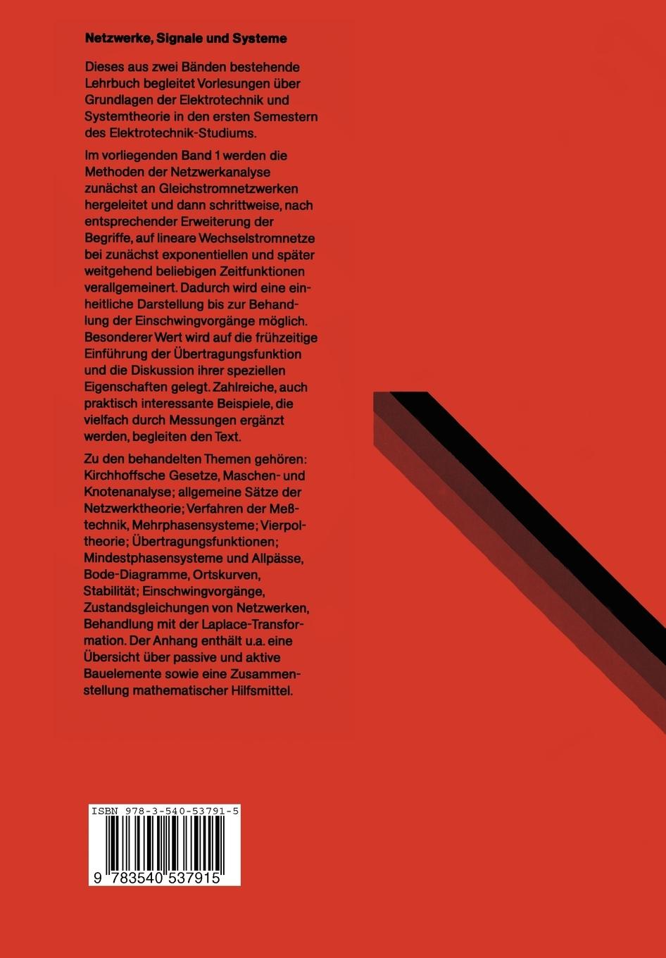 Rückseite: 9783540537915 | Netzwerke, Signale und Systeme | Hans W. Schüßler | Taschenbuch | xiv