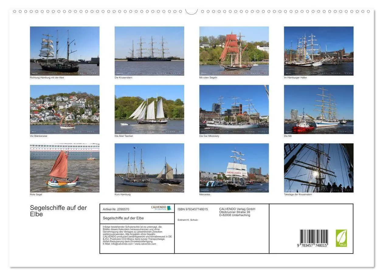 Bild: 9783457748015 | Segelschiffe auf der Elbe (hochwertiger Premium Wandkalender 2026...