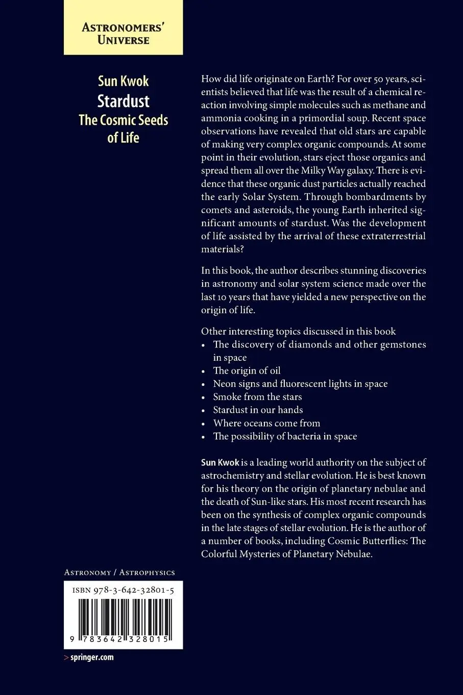 Rückseite: 9783642328015 | Stardust | The Cosmic Seeds of Life | Sun Kwok | Taschenbuch | xxii