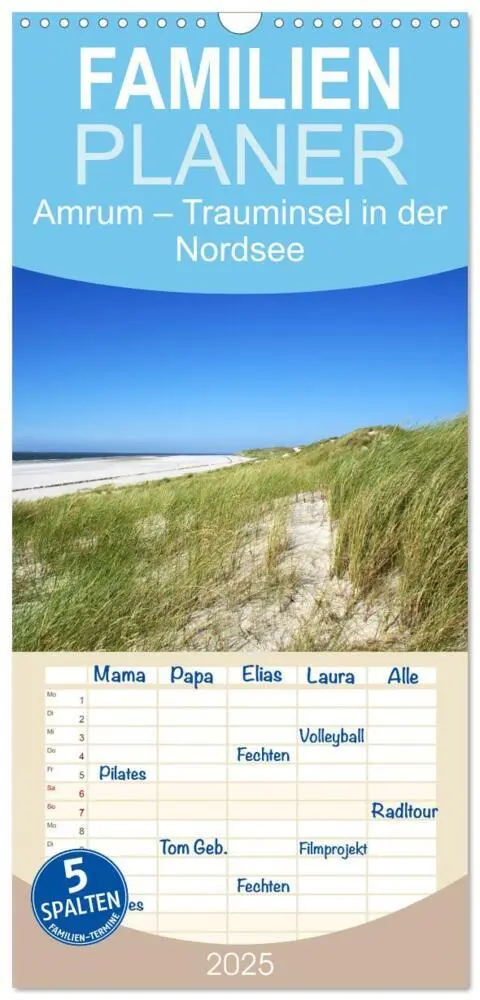 Cover: 9783457118115 | Familienplaner 2025 - Amrum - Trauminsel in der Nordsee mit 5...