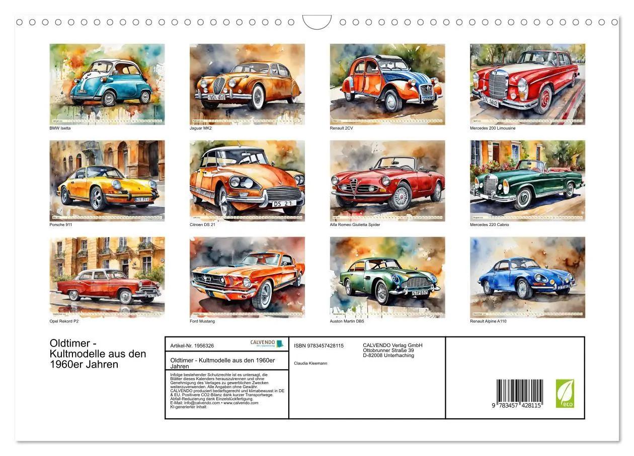 Bild: 9783457428115 | Oldtimer - Kultmodelle aus den 1960er Jahren (Wandkalender 2026 DIN...