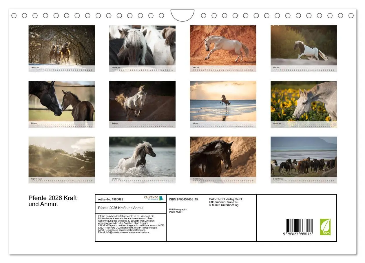 Bild: 9783457668115 | Pferde 2026 Kraft und Anmut (Wandkalender 2026 DIN A4 quer),...