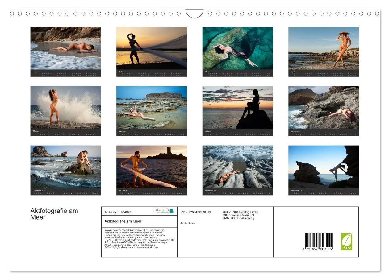 Bild: 9783457808115 | Aktfotografie am Meer (Wandkalender 2026 DIN A3 quer), CALVENDO...