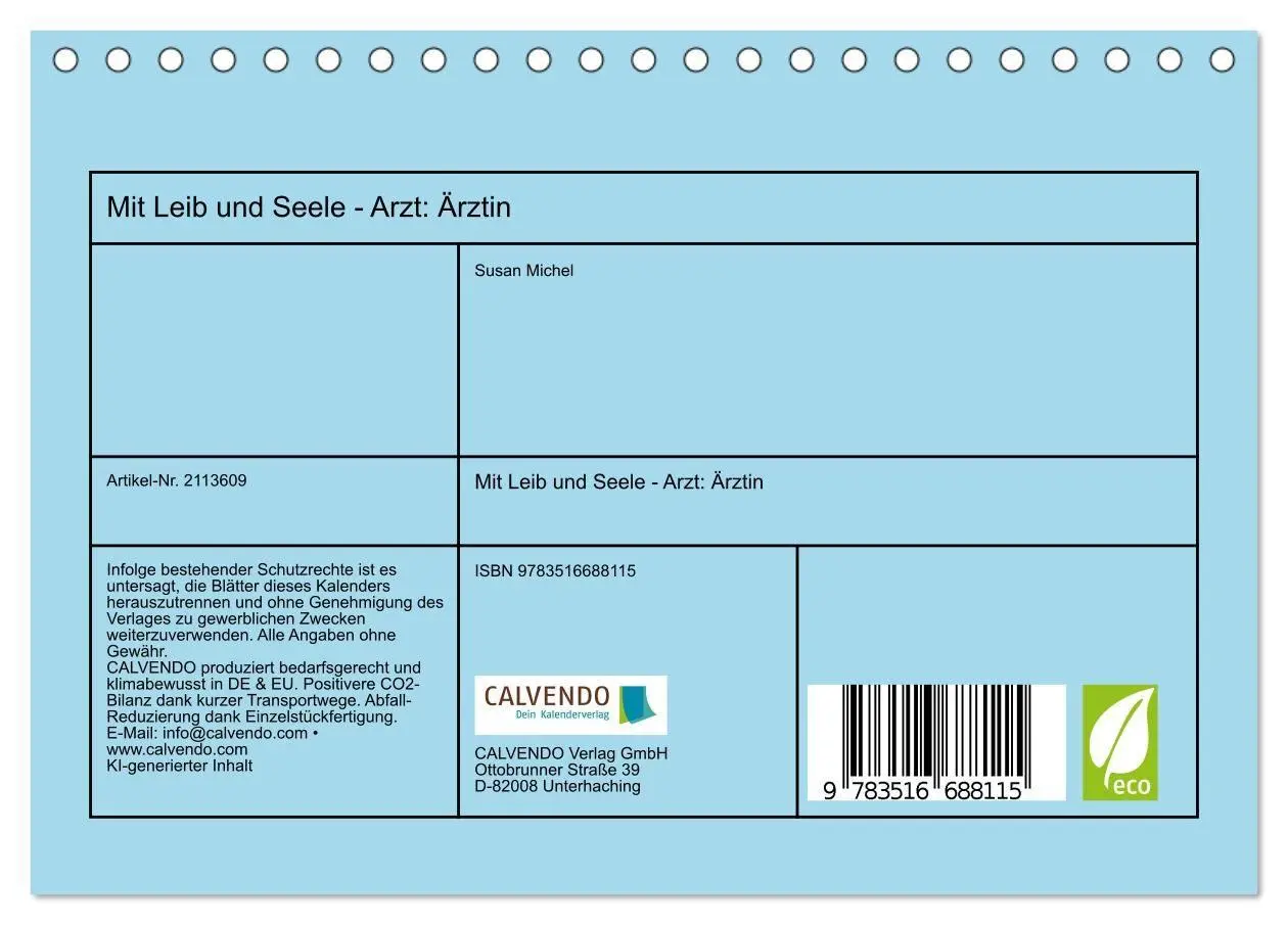 Bild: 9783516688115 | Mit Leib und Seele - Arzt: Ärztin (Tischkalender 2026 DIN A5 quer),...