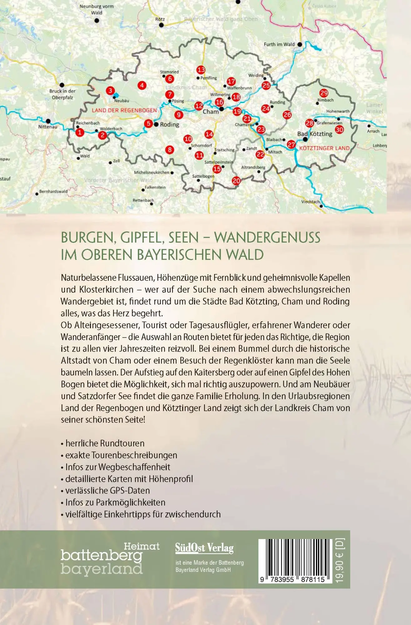 Rückseite: 9783955878115 | Wanderführer Kötztinger Land &amp; Land der Regenbogen | Heiko Gietlhuber