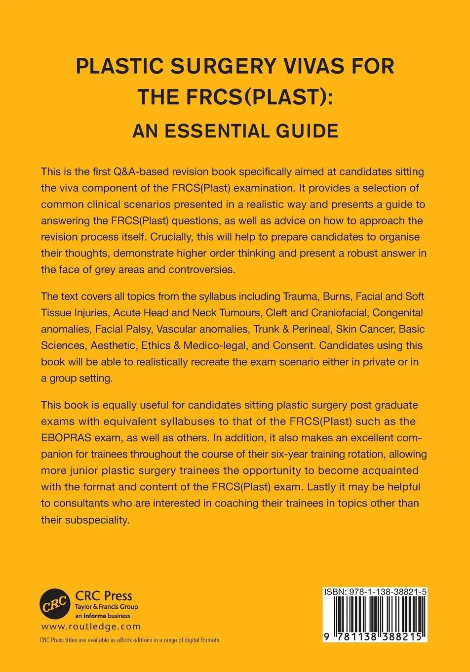 Rückseite: 9781138388215 | Plastic Surgery Vivas for the FRCS (Plast) | An Essential Guide | Buch