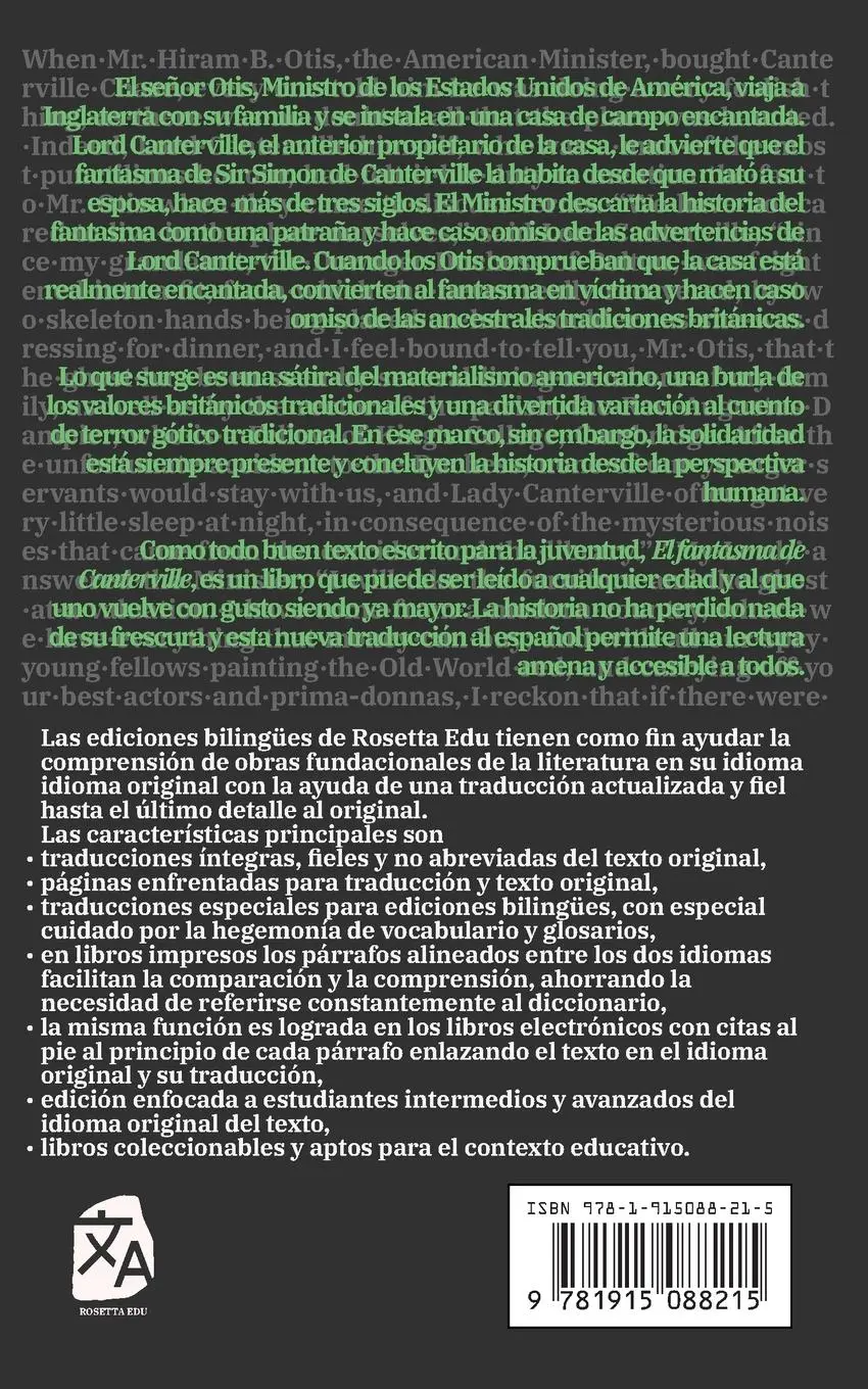 Rückseite: 9781915088215 | El fantasma de Canterville - The Canterville Ghost | Oscar Wilde
