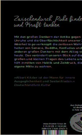 Rückseite: 9783426278215 | Weisheit to go | Große Philosophie für kleine Pausen | Albert Kitzler
