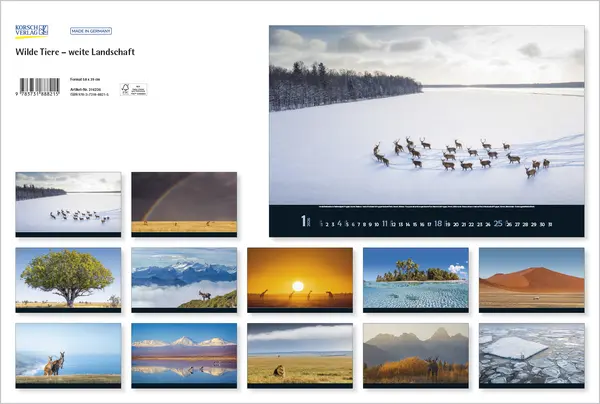 Bild: 9783731888215 | Wilde Tiere - weite Landschaft 2026 | Verlag Korsch | Kalender | 14 S.
