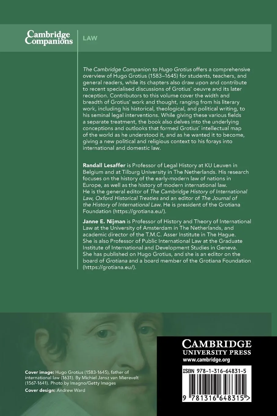 Rückseite: 9781316648315 | The Cambridge Companion to Hugo Grotius | Randall Lesaffer (u. a.)