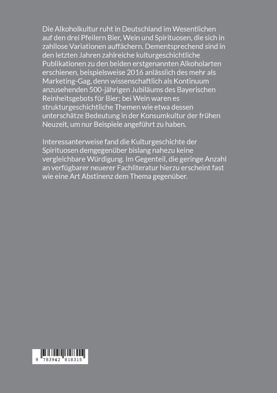 Rückseite: 9783942818315 | Schnaps | Hochprozentige Kulturgeschichte in Schlaglichtern | Buch