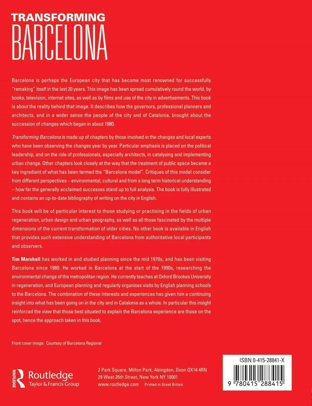 Rückseite: 9780415288415 | Transforming Barcelona | The Renewal of a European Metropolis | Buch