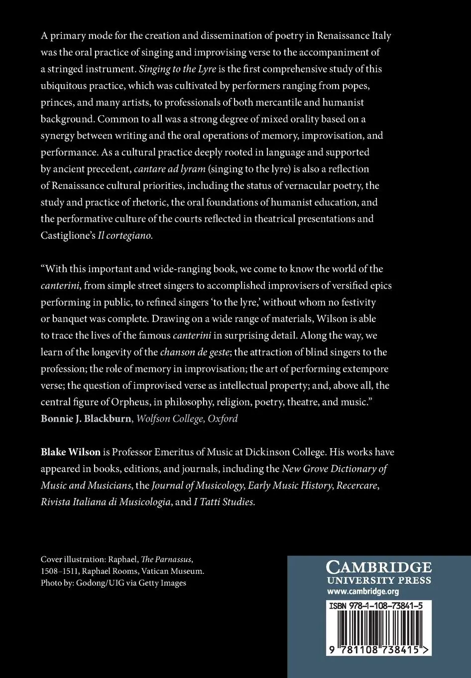 Rückseite: 9781108738415 | Singing to the Lyre in Renaissance Italy | Blake Wilson | Taschenbuch