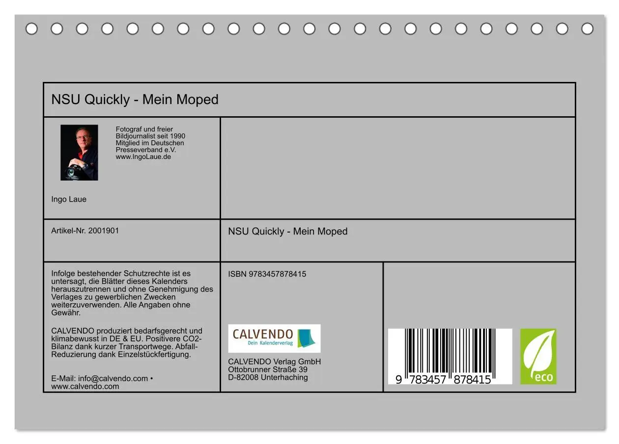 Bild: 9783457878415 | NSU Quickly - Mein Moped (Tischkalender 2026 DIN A5 quer), CALVENDO...