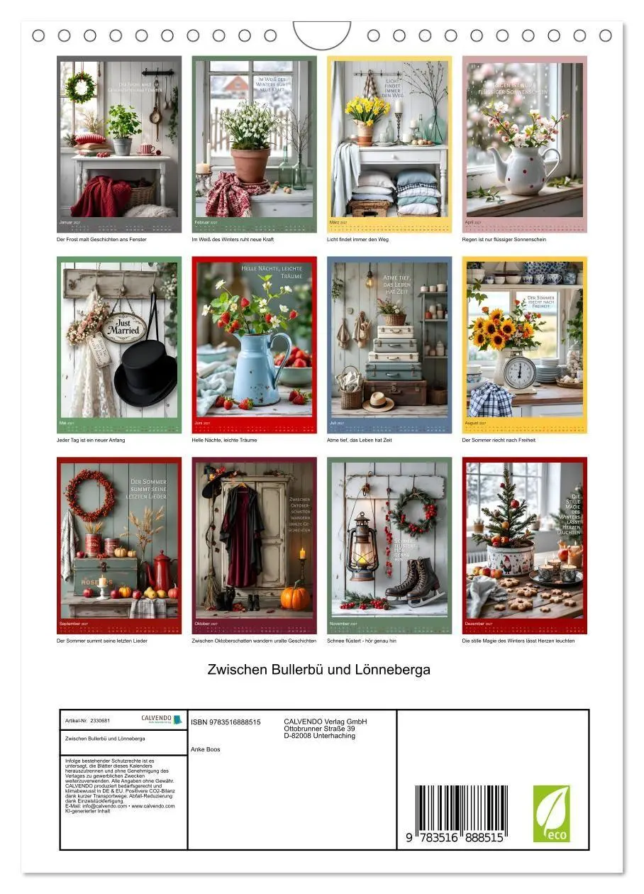 Bild: 9783516888515 | Zwischen Bullerbü und Lönneberga (Wandkalender 2027 DIN A4 hoch),...