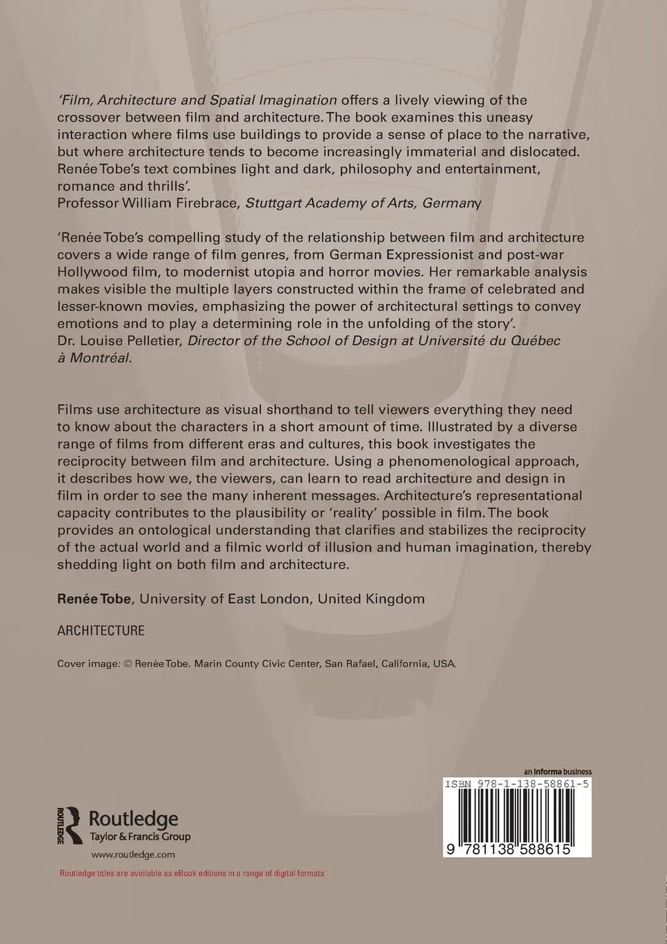 Rückseite: 9781138588615 | Film, Architecture and Spatial Imagination | Renée Tobe | Taschenbuch