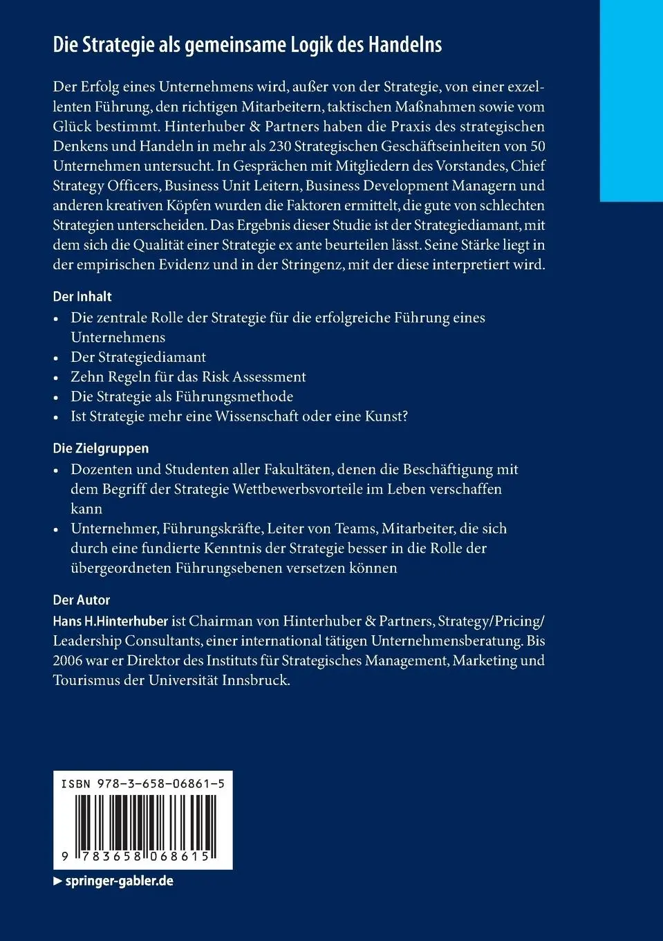 Rückseite: 9783658068615 | Die Strategie als gemeinsame Logik des Handelns | Hans H. Hinterhuber