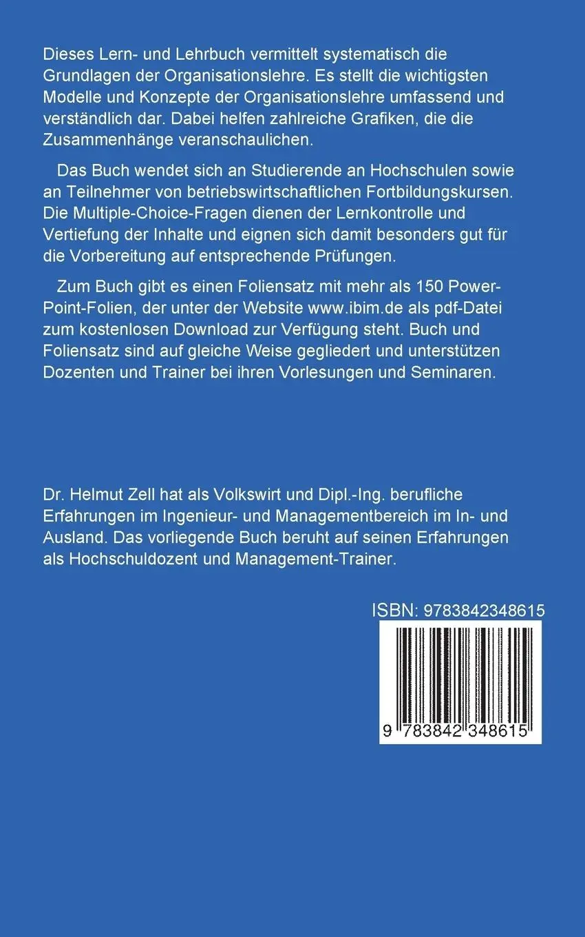 Rückseite: 9783842348615 | Die Grundlagen der Organisation - | lernen und lehren | Helmut Zell