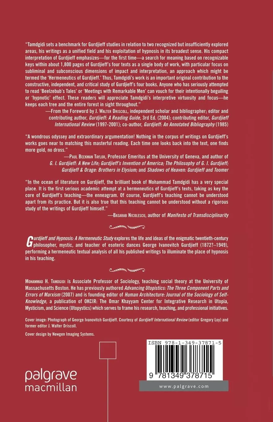 Rückseite: 9781349378715 | Gurdjieff and Hypnosis | A Hermeneutic Study | Mohammad Tamdgidi