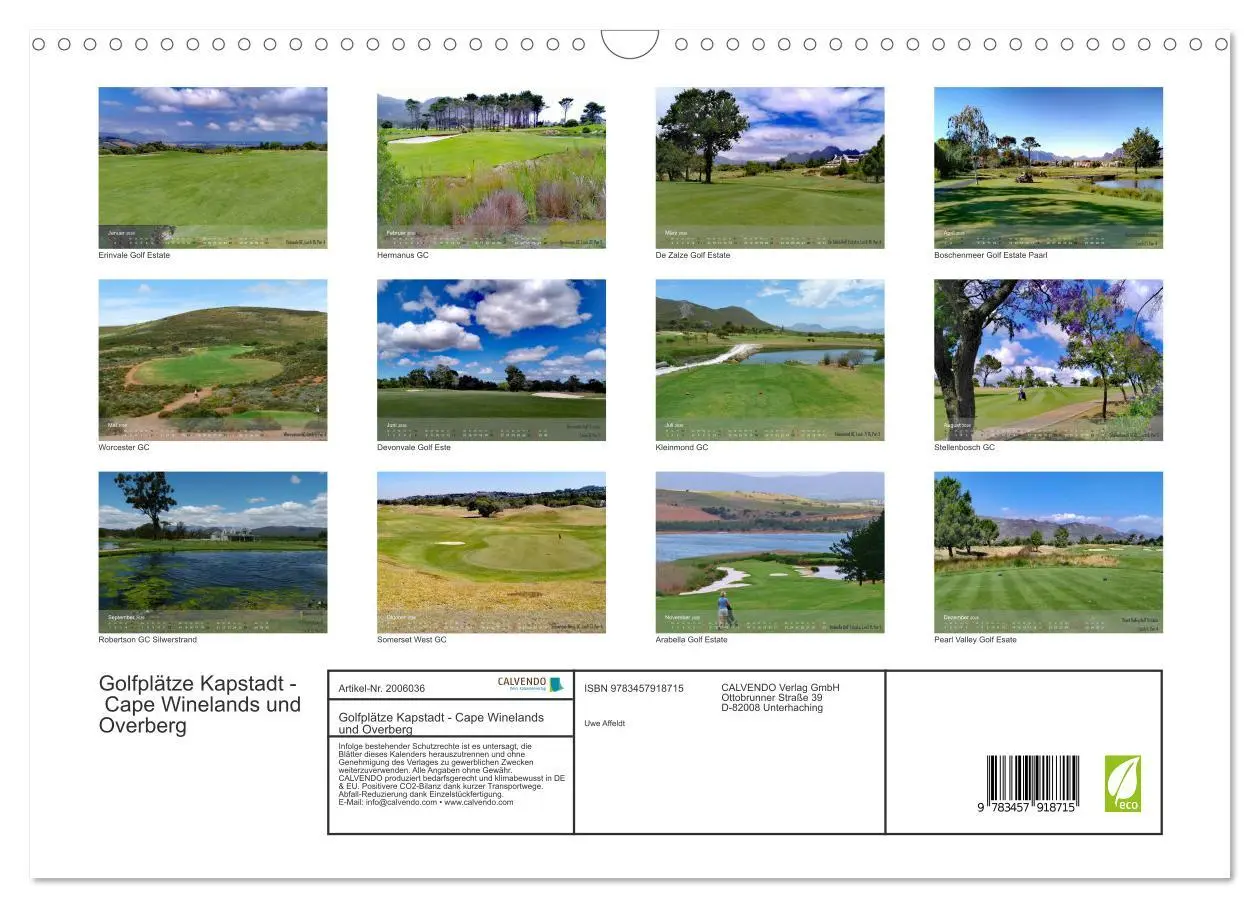 Bild: 9783457918715 | Golfplätze Kapstadt - Cape Winelands und Overberg (Wandkalender...
