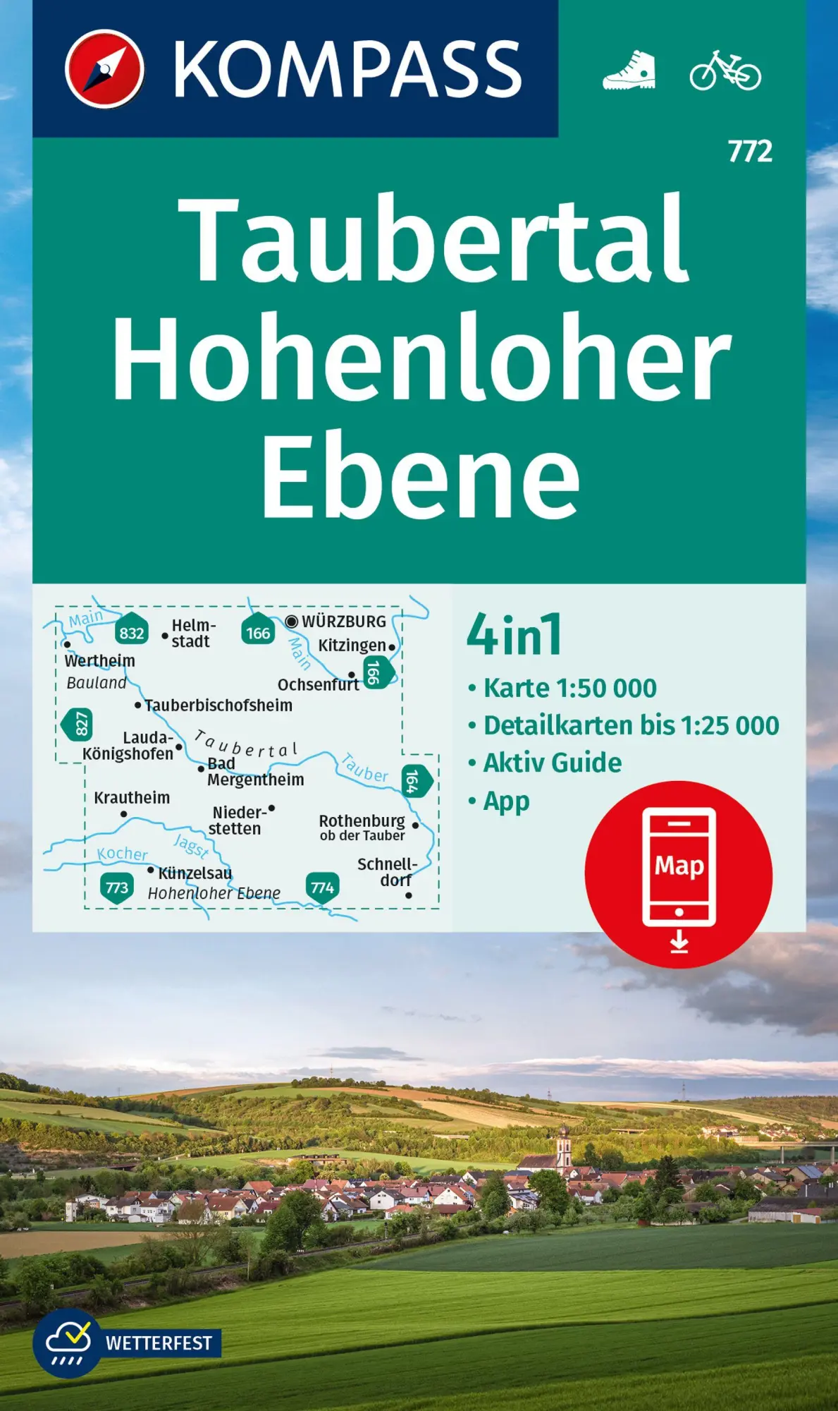 Cover: 9783991218715 | KOMPASS Wanderkarte 772 Taubertal, Hohenloher Ebene 1:50.000 | Deutsch