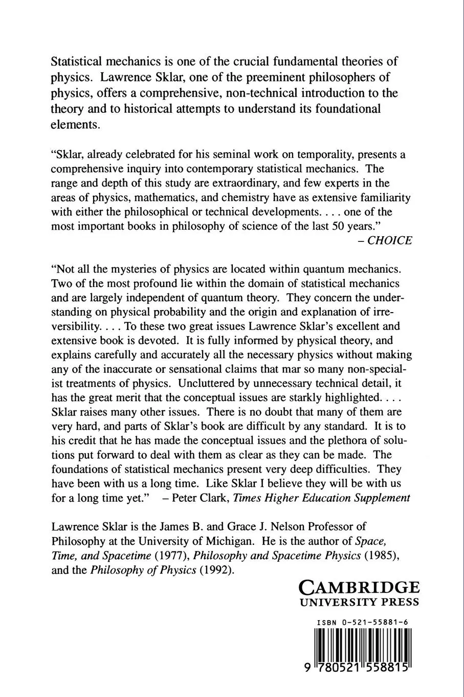 Rückseite: 9780521558815 | Physics and Chance | Lawrence Sklar (u. a.) | Taschenbuch | Englisch