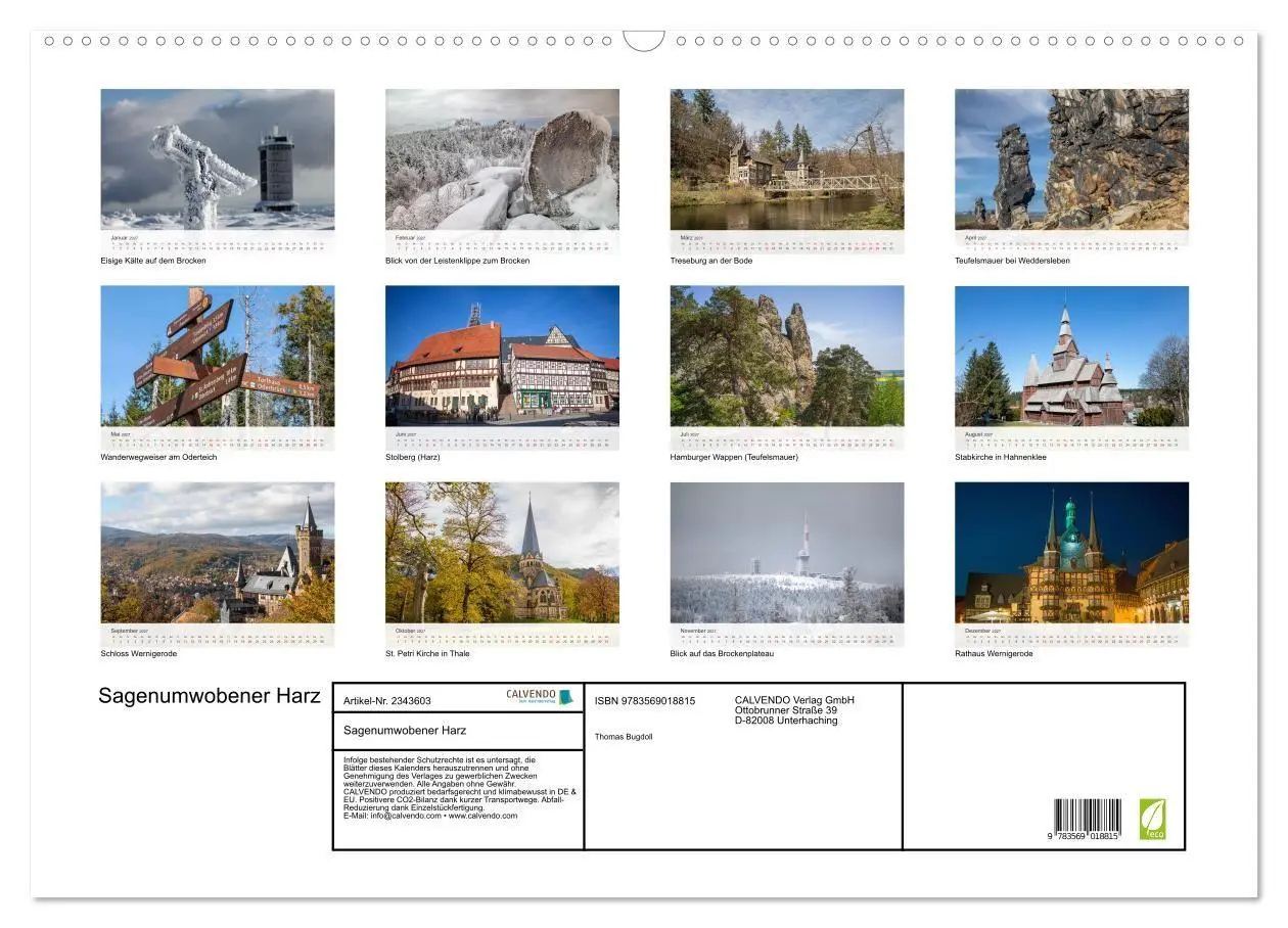 Bild: 9783569018815 | Sagenumwobener Harz (Wandkalender 2027 DIN A2 quer), CALVENDO...