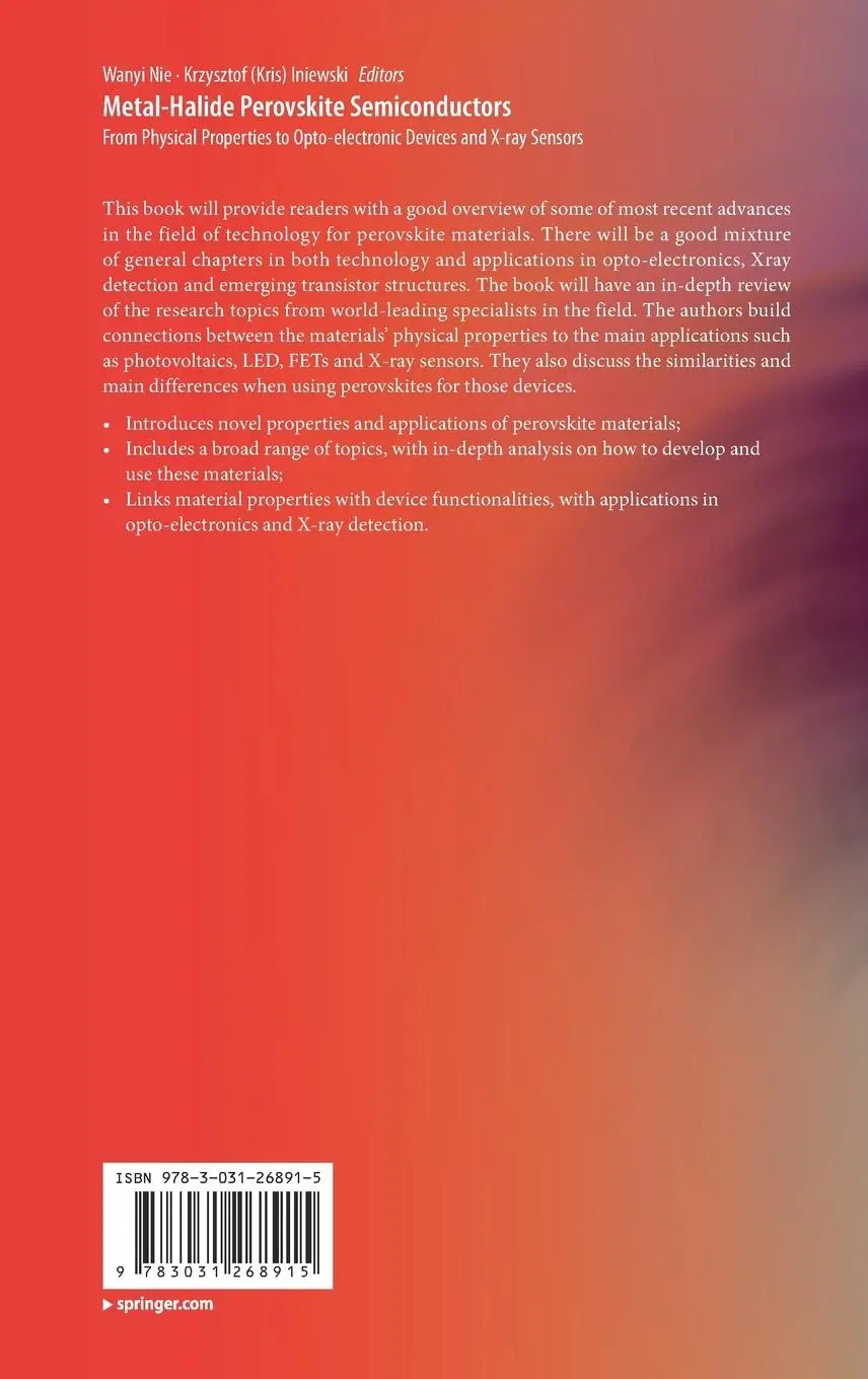 Rückseite: 9783031268915 | Metal-Halide Perovskite Semiconductors | Krzysztof Iniewski (u. a.)