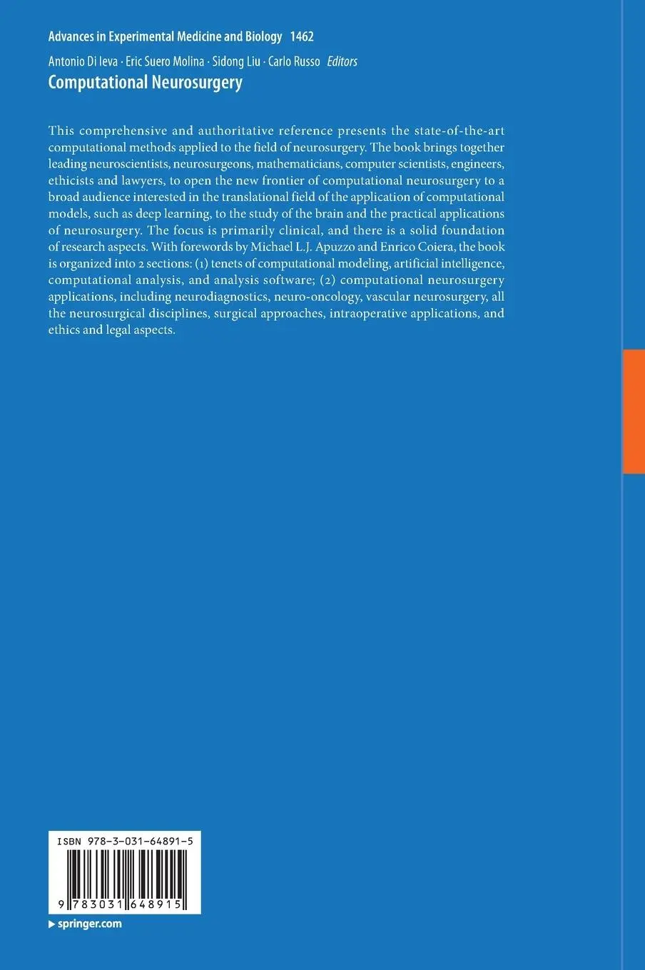 Rückseite: 9783031648915 | Computational Neurosurgery | Antonio Di Ieva (u. a.) | Buch | xvi
