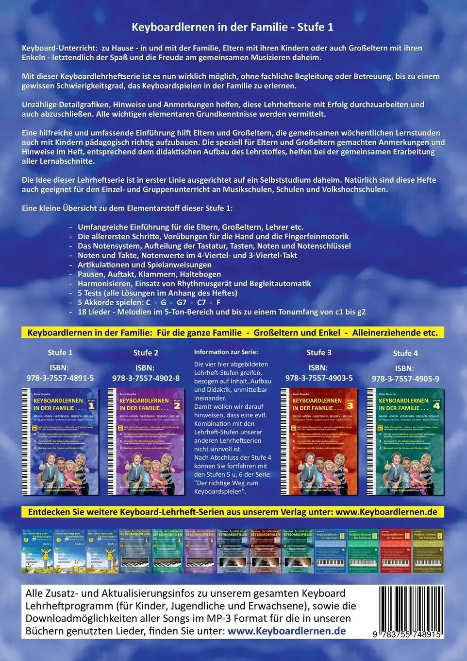 Rückseite: 9783755748915 | Keyboardlernen in der Familie (Stufe 1) | Peter Grosche | Taschenbuch