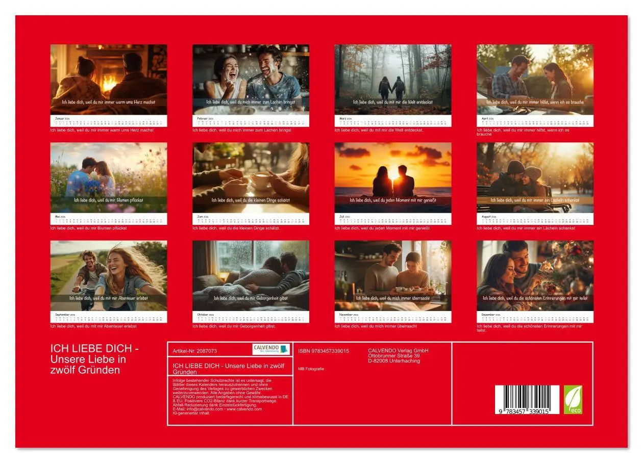 Bild: 9783457339015 | ICH LIEBE DICH - Unsere Liebe in zwölf Gründen (Wandkalender 2026...