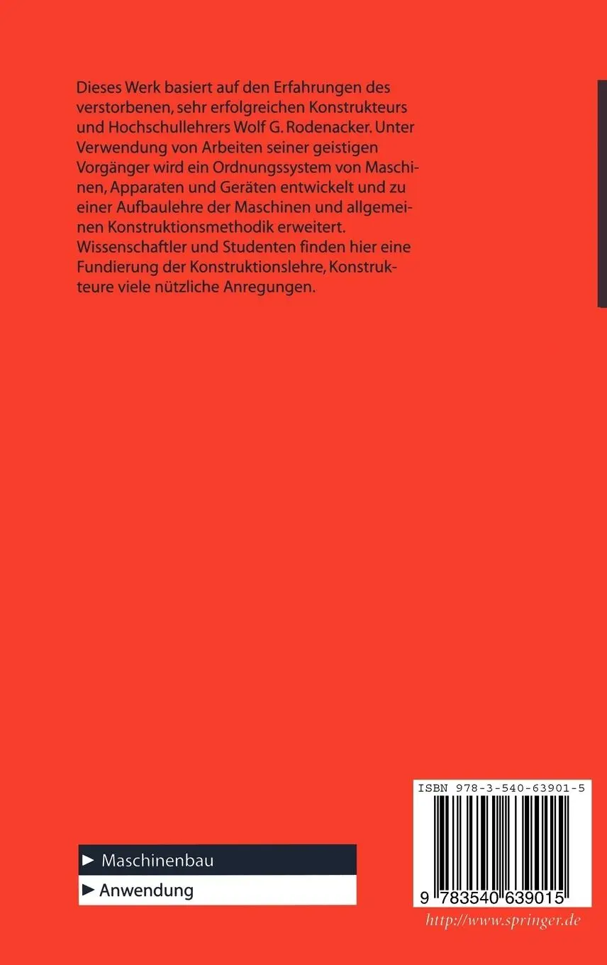 Rückseite: 9783540639015 | Maschinensystematik und Konstruktionsmethodik | Rodenacker (u. a.)