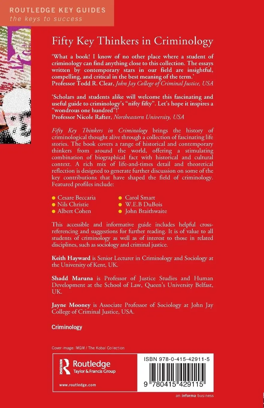 Rückseite: 9780415429115 | Fifty Key Thinkers in Criminology | Keith Hayward (u. a.) | Buch