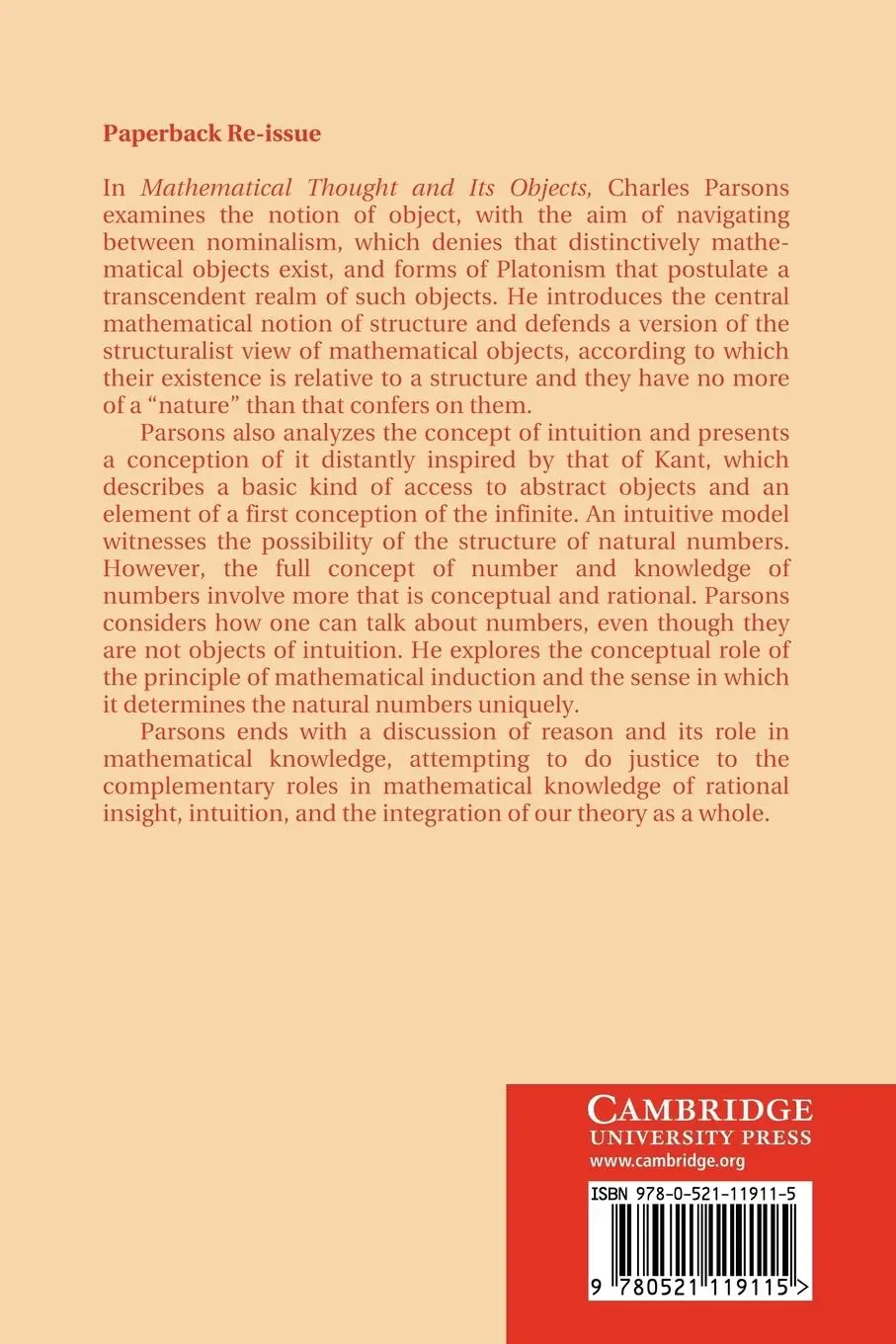 Rückseite: 9780521119115 | Mathematical Thought and Its Objects | Charles Parsons (u. a.) | Buch