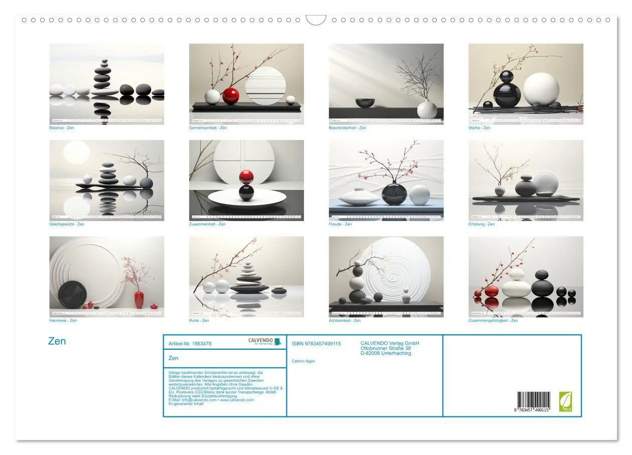 Bild: 9783457499115 | Zen (Wandkalender 2026 DIN A2 quer), CALVENDO Monatskalender | Illgen