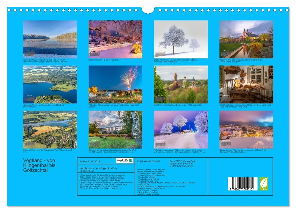Bild: 9783457569115 | Vogtland - von Klingenthal bis Göltzschtal (Wandkalender 2026 DIN...